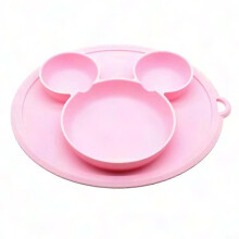 Piatto in morbido silicone con base a ventosa - Set di piatto e cucchiaio antiscivolo, adatto ai bambini