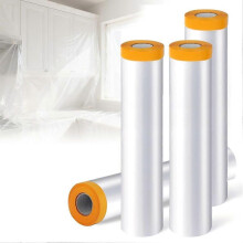 4 rotoli di pellicola protettiva con nastro adesivo, telo di protezione con nastro e drappeggio, compatibile