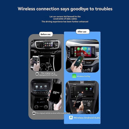 Ασύρματο κουτί αυτοκινήτου Carplay&Android Auto 2 σε 1 με ενσύρματο 2