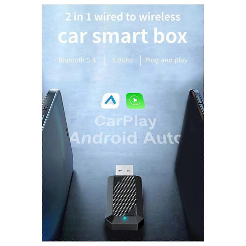 TAB01 Box CarPlay 2 in 1 da cablato a wireless, adattatore CarPlay e Android Auto compatibile con iPhone 1