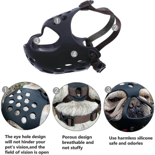 Soft Silicone Muzzle for Short Snout Dogs - Bite & Chew Proof for Flat-Faced Aggressive Breeds 1