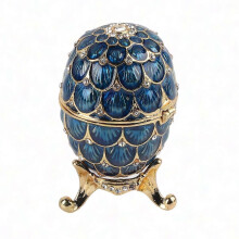 Jewelry Storage Box with Crystal Rhinestones, Enamel Finish and Gold-Tone Tripod Base for Rings and Necklaces