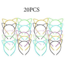 20pcs Assorted Colors Cat Ears Headbands Plastic Hairbands for Women Girls
