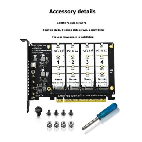 Κάρτα επέκτασης PCIe X16 σε 4 NVMe SSD Προσαρμογέας M.2 2280 Πλακέτα 1