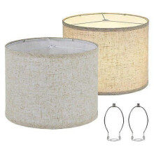 2pcs Drum Lamp Shades 13" Top X 13" Bottom X 10" High Spider Fitting in Oatmeal for Table and Floor Lamps