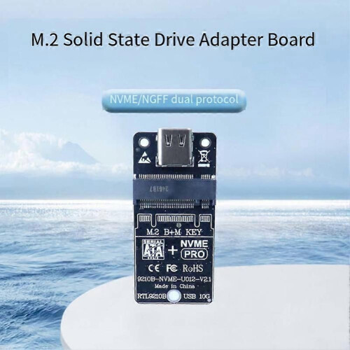 M.2 SSD Enclosure RTL9210B Adapter Board Dual-Protocol NVMe/NGFF External Hard Drive Adapter 10Gbps 2