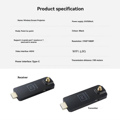 Ασύρματος πομπός και δέκτης συμβατός με HDMI 100M 5G Έξοδος 1