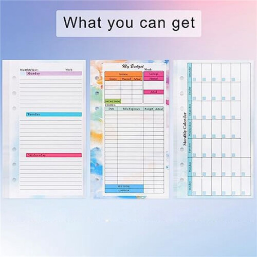 2 Set A6 Budget Planner Refill 82 Sheets Monthly Weekly Planner Notepad 6 Hole for A6 Binder Cover Save A 2