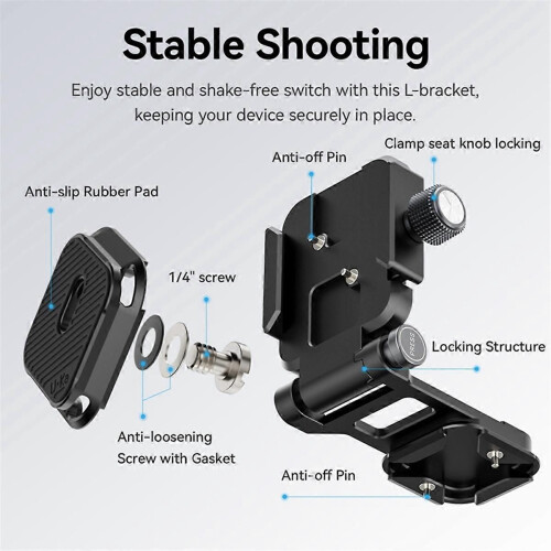 UKA08 Quick Release L Plate Board Anti Detachment Folding Horizontal and VerticalCamera Bracket Baseplate Mount 1