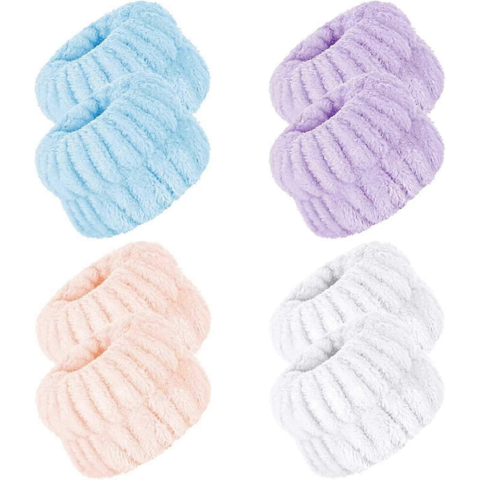 8 Pcs Microfiber Face Washing Wristbands, Absorbent Spa Wrist Towel Bands for Gentle Face Cleansing
