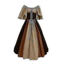 Medieval Gothic Women's Short Sleeve Retro Party Dress Prom Evening Gown