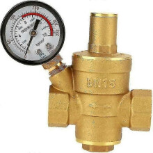 Messing-Wasserdruckminderer DN15 mit Manometer, einstellbarer Wasserdruckregler für den Hausgebrauch,