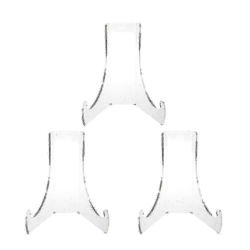 3 Pack Clear Plate Stands - Sturdy & Stable Display Easels for Tea Cake Showcasing - Jz