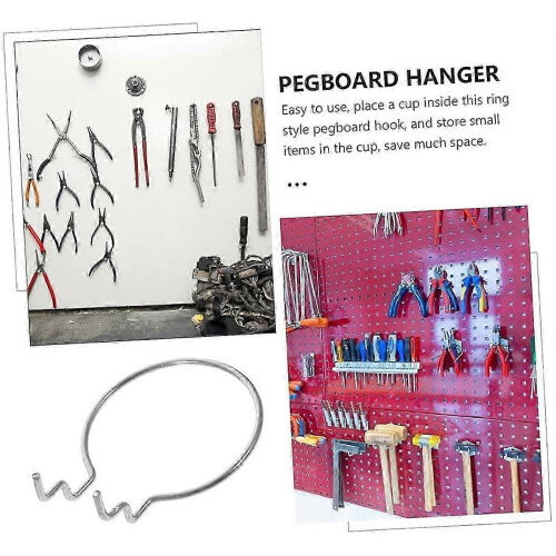Heavy Duty Metal Pegboard Cup Holder Hooks 10pcs Ring Design for Storage 2
