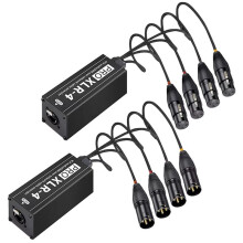 4-Channel XLR Audio and DMX Network Cable Extender, DMX512 Network Signal Extender for Stage Sound Lighting Studio A
