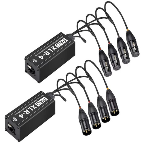 Extensor de Cabo de Rede DMX e Áudio XLR de 4 Canais, Extensor de Sinal de Rede DMX512 para Iluminação de Palco e Estúdio A 1