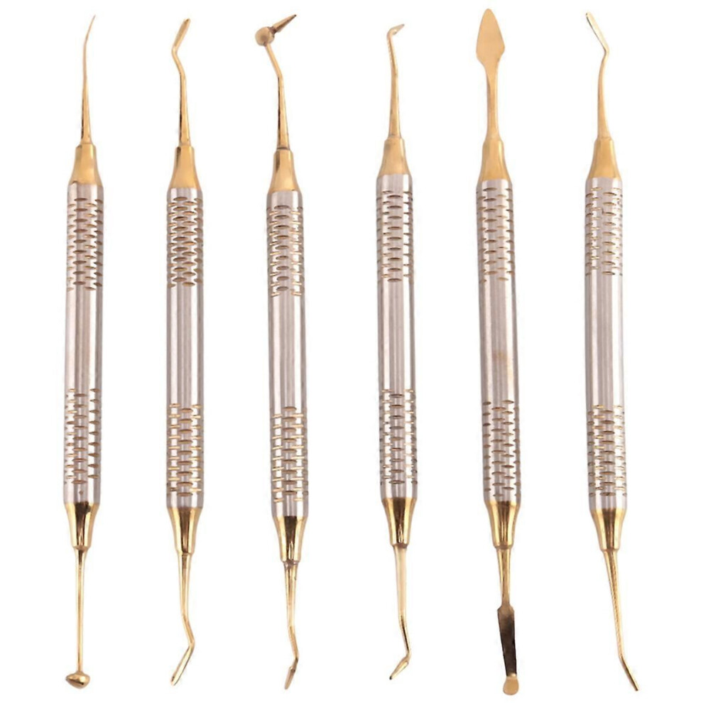 6Pcs Dental Instrument Resin Filling Spatula Titanium-Plated Head