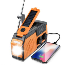 5000mAh Emergency Solar Power Radio USB Charging Hand Crank Dynamo Flashlight FM AM WB NOAA Weather Radio Power Bank