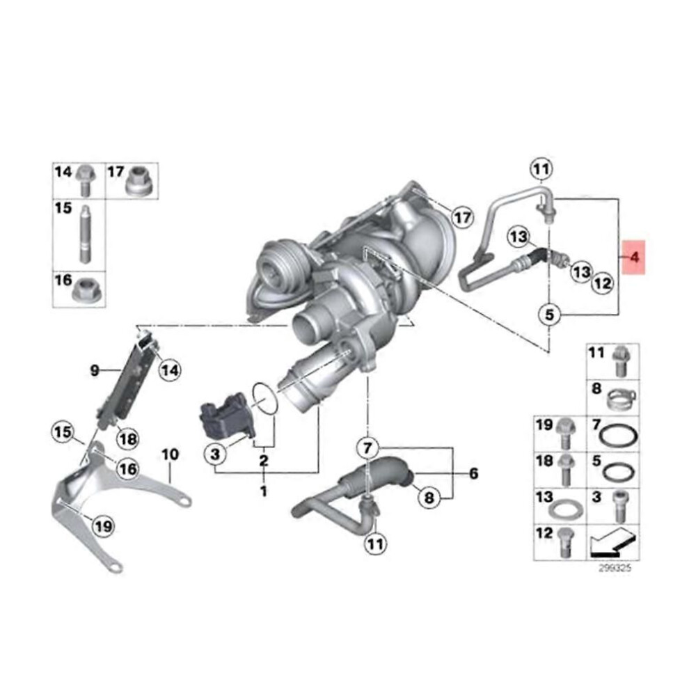 11427608123 Engine Turbocharger Oil Supply Hose Pipe For Bmw N13 F20 F21 F30 3 Series 9409192940506