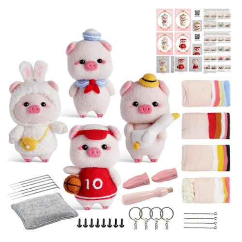 Κιτ βελονιάς για χαριτωμένη κούκλα Piggy Doll για αρχάριους, κιτ βελονιάς