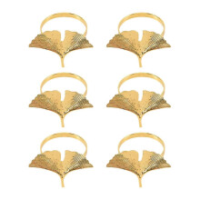 Servettringar Set om 6, Ginkgoblad Servettringar Bröllop Guldspänne
