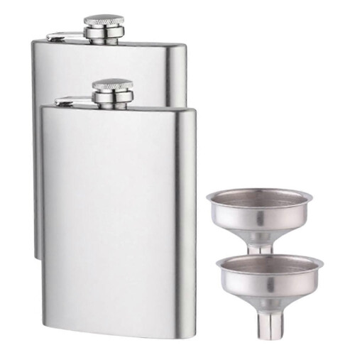 Φιάλη ισχίου x2 8 oz με χωνί, στεγανό, κομψό φορητό σετ μπουκαλιών
