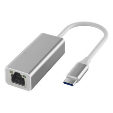 Adattatore da Type-C a Ethernet compatibile con tutti i tipi di laptop, colore argento.