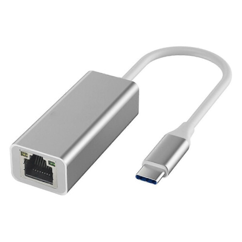 Typ-C till Ethernet-adapter för alla typer av bärbara datorer Silver