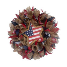 American Wreath,Patriotic Independence Day Wreath,4th of July USA Memorial Day Party Supplies,Front Door Wreath A