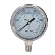 Stoßfestes Radial-Vakuummanometer aus Edelstahl für Industrie und Haushalt, 1/4" NPT, 0~0,1 MPa