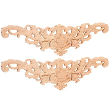 2 pezzi di applicazioni decorative in legno intagliato, lunghe, per mobili, 30 x 8 cm