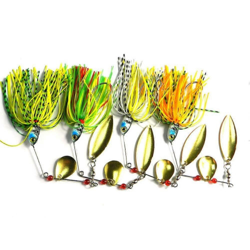 4-teiliges Set künstlicher Angelköder, Spinnerbait-Hartmetallköder für Hecht, Zander und Barsch
