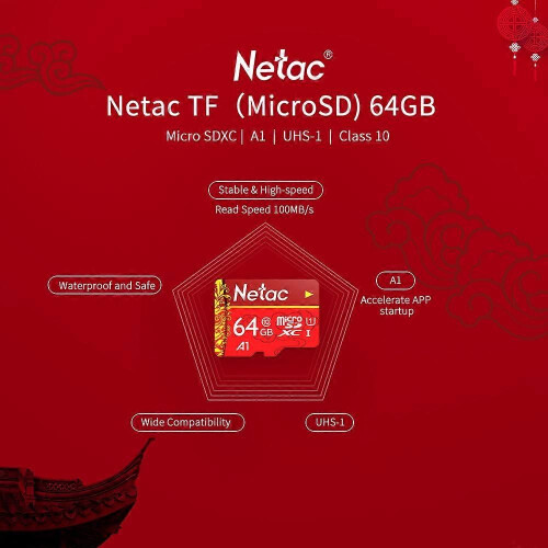 Κάρτα μνήμης Netac TF (MicroSD) 16GB U1 C10, κάμερα παρακολούθησης κυκλ