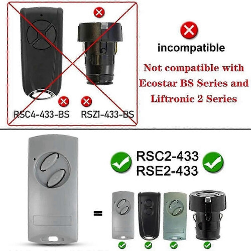 ECOSTAR RSC2 RSE2 433MHz Garage Door Opener Remote Control Replacement 2