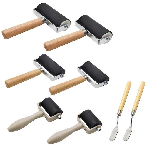 8 Pack Rubber Roller - with 3 Size for Printmaking Brayer Tool