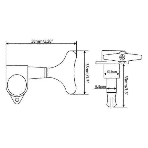 Basgitarrstämskruvar - Öppna stämskruvar för 4-strängad elbas (vänster/höger, silver) 2