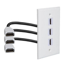 3 Ports 3D 4K 60Hz HDMI-Compatible Wall Plate, HDMI-Compatible 2.0 Female to Female Adapter for Home Theater, DVD