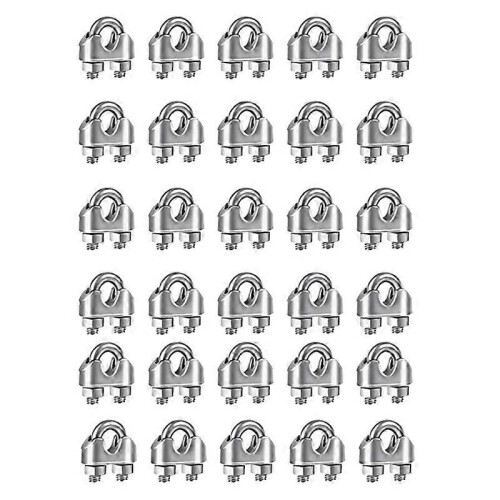 30PCS 1/8Inches M3 Wire Rope Cable Clip Clamp for Wire Rope Rigging