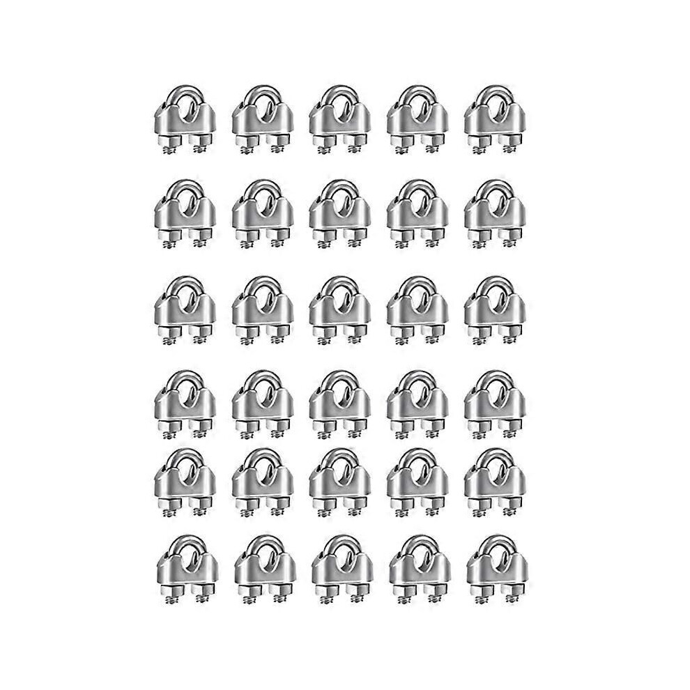 30Pcs 1/8Inches M3 Wire Rope Cable Clip Clamp For Wire Rope Rigging 9409192948601