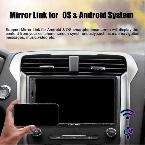Autoradio doppio DIN da 7 pollici con CarPlay wireless e Android Auto, radio per auto con Bluetooth, 2