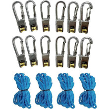 Herramienta y tensor de cuerda, cuerda con tensor de rodillo, paquete de 12 unidades - Amarre resistente