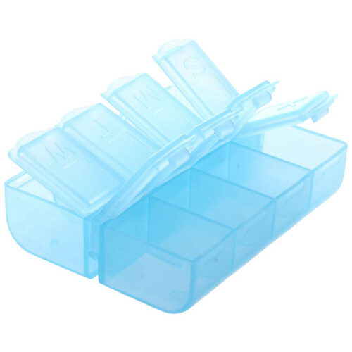2X Plastic Rectangle 8 Compartments 7 Days Medicine Pill Box 1