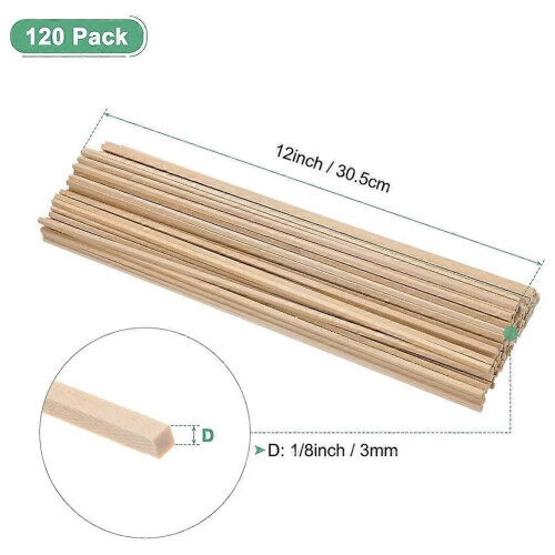 Wood Square Dowel Rods, Hardwood Square Dowel Sticks 120 Pack 1