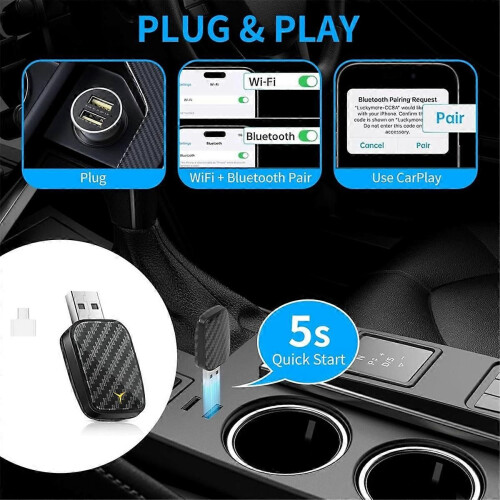 Ασύρματο Dongle Plug&Play CarPlay Android AUTO Adapter Mini AI Box 2