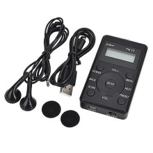 Portable Radio Mini Pocket FM DAB+ Digital Display Stereo Receiver LCD Built-In Battery Earphone Support Calendar