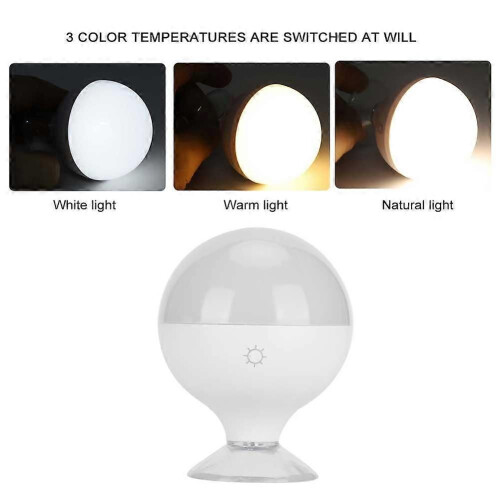 LED Makeup Light Bulb Adjustable Light Colors Rechargeable Suction Type Makeup Light BulbWhite 2