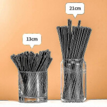 500 st svarta engångssugrör för cocktail, 21 cm och 13 cm långa och korta, för bröllopsfesttillbehör