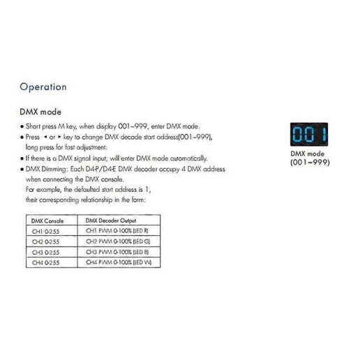 D4-P 4 καναλιών PWM σταθερής τάσης DMX &RDM LED αποκωδικοποιητή ε 1