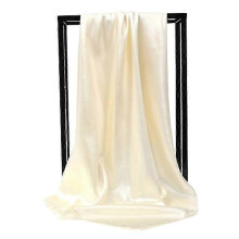 Imitation Silk Large Square Scarf Women Solid Color Satin Hijab Headscarf Shawl White