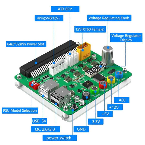 Power Supply Breakout Board Adjustable Voltage Knob 3.3V/5V/12V 2